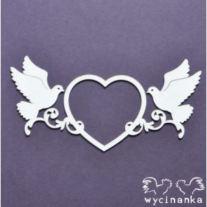 Tekturka Wycinanka Beautiful Wedding - Serce z ornamentem i gołębiami